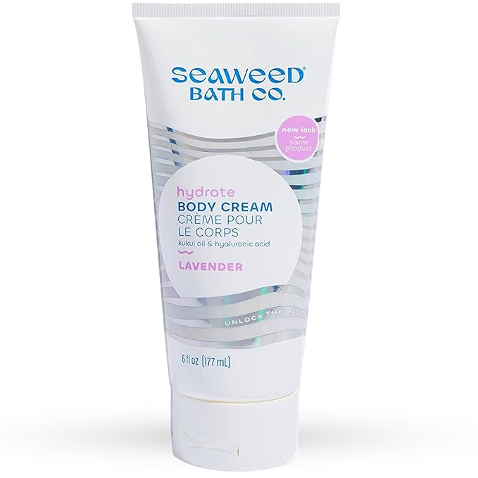 Seaweed Bath Co. Hydrate Body Cream, Lavender Scent, 6 Ounce, Nourishing Hand & Body Lotion Moisturizer for Dry Skin, with Sustainably Harvested Seaweed, Kukui Oil, Hyaluronic Acid, Shea Butter-Velvo Beauty