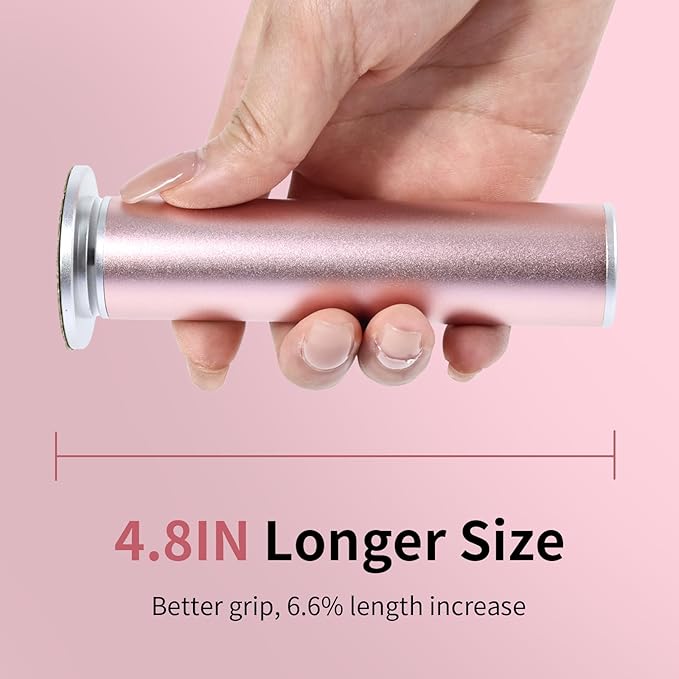 4.8IN Longer Electric Foot Callus Remover with 120pcs Sandpaper Discs, Professional Aluminum Callus Remover for Feet, Stepless Speed Control Pedicure Tools for Dead Skin (Pink-pro)-Velvo Beauty