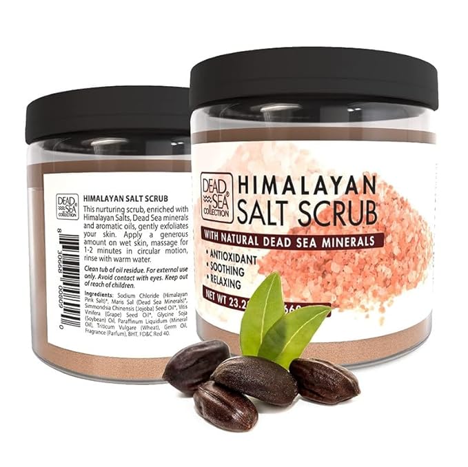 Dead Sea Collection Himalayan Salt Scrub – Exfoliating Body Scrub for Women – Moisturizing and Nourishing Skin – with Pure Oils and Dead Sea Minerals (23.28 Oz)-Velvo Beauty