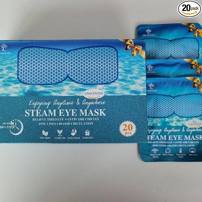 Steam Eye Mask for Travel Essentials,Sleep Mask Warm Compress for Eyes,Heated Eye Masks for Reduce Puffiness & Dark Circles & Restful Sleep,Self Care SPA Relaxation Gifts for Women Unscented 20 Packs-Velvo Beauty