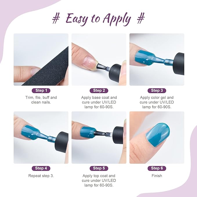 JODSONE Gel Nail Polish Kit 60 PCS with U V Light Soak off Base Top Coat 55 Shine Colors Gel Nail Kit Bright and Dark Brown Wine Red Series Manicure Set for Women and Girls-Velvo Beauty