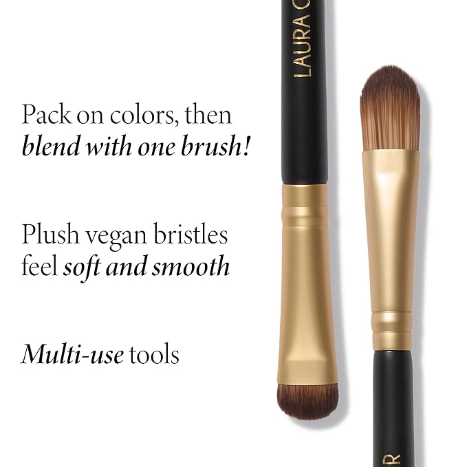 LAURA GELLER NEW YORK Dual-Ended Eyeshadow Brush - Domed Shader & Blending Brush for Baked and Pressed Eyeshadow Application - All Over Eye Makeup Brush-Velvo Beauty