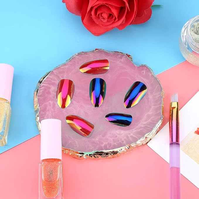 Resin Nail Art Palette, Kalolary Polish Holder Drawing Color Palette, Nail Art Painting Gel Palette Manicure Tool (Pink)-Velvo Beauty