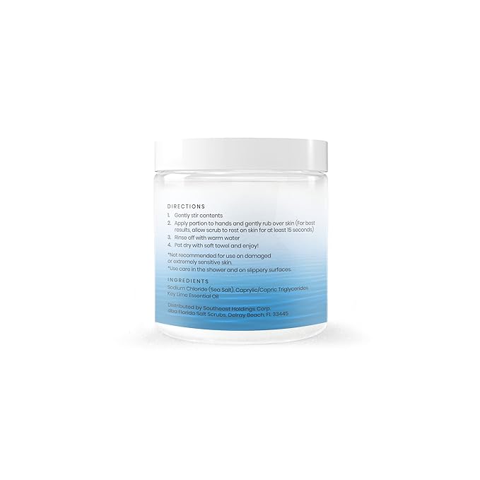 Sea Salt Body Scrub by Florida Suncare - Ocean Salt Body Polish Infused with Marine Algae - Exfoliating Face and Body Scrub - Facial Scrub Exfoliator to Tackle Acne (Key Lime, 12.1 oz)-Velvo Beauty