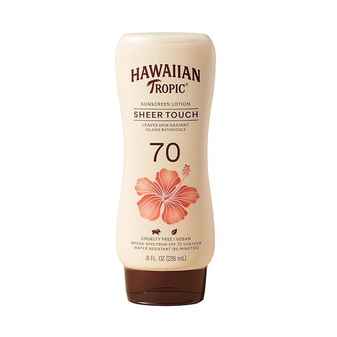 Hawaiian Tropic Sheer Touch Lotion Sunscreen SPF 70, 8oz | Broad Spectrum, Oxybenzone-Free, Sunblock Lotion, Hawaiian Tropic Sunscreen SPF 70, 8oz-Velvo Beauty