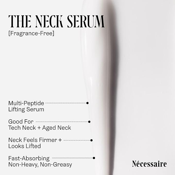Nécessaire The Neck Serum. Fragrance-Free. 5 Peptides for Tech + Aged Neck. Skin Feels Firm, Looks Lifted. Hypoallergenic. Dermatologist-Tested. 50 ml-Velvo Beauty