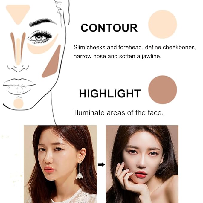 Contour and Highlight Palette Powder Contour Kit Concealing, Highlighting & Contouring Foundation/Concealer Palette Full Coverage Concealer for Mature Skin-Velvo Beauty