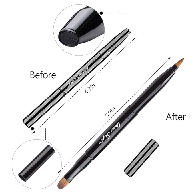 Retractable Dual End Lip Brush Concealer Brush with Cap, Lipstick Eyeshadow Foundation Makeup Brushes Gold, Black, Purple-Velvo Beauty