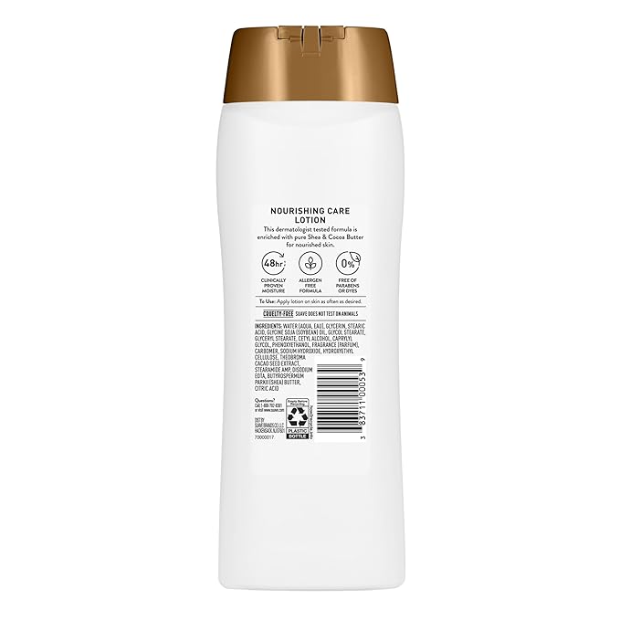 Suave Nourishing Care Hand & Body Lotion with Shea Butter for Women, Deep Moisture for Dry Skin, Fast Absorbing, Allergen Free Moisturizing Cream, 18FL OZ, 6 Pack-Velvo Beauty