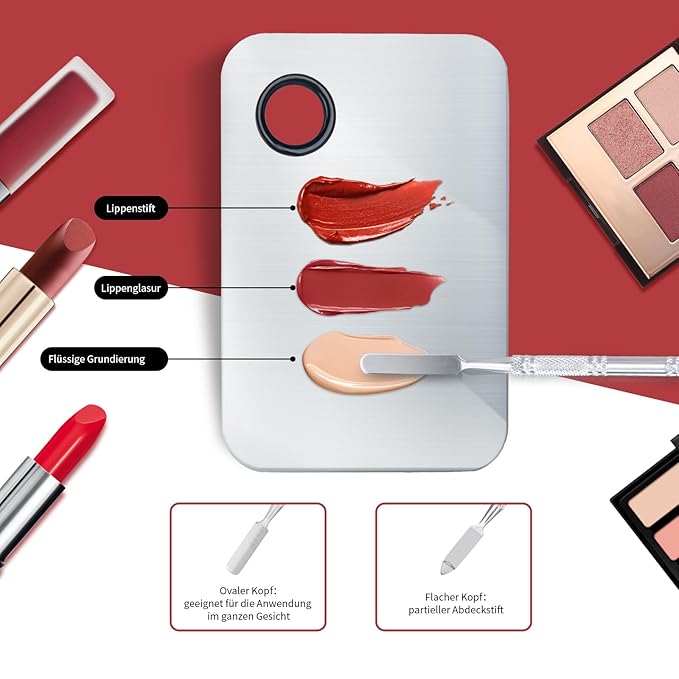 Makeup Mixing Palette, Upgrad Stainless Steel Metal Mixing Tray with Spatula Artist Tool for Mixing Foundation Nail-Art-Velvo Beauty
