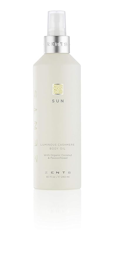 Zents Luminous Cashmere Body Oil (Sun Fragrance) | Moisturizing Body Oil with Vitamin E & Organic Coconut Oil | Softens & Smooths Skin | 8 fl oz-Velvo Beauty