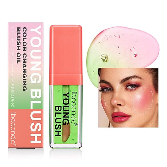 Color Changing Blush Oil, Skin's Natural PH Changing Blush for Dewy, Lightweight & Waterproof & Moisturizing Formula, Lasting Hydrating Rouge for All Skin, Easy To Blend, 6.5ml (Clear Green)-Velvo Beauty