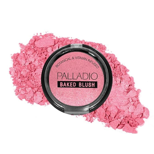Palladio Baked Blush, Highly Pigmented Shimmery Formula, Easy to Blend and Highly Buildable, Apply Dry for a Natural Glow or Wet for a Dramatic Luminous Look, Long Lasting for All day Wear, Blushin-Velvo Beauty