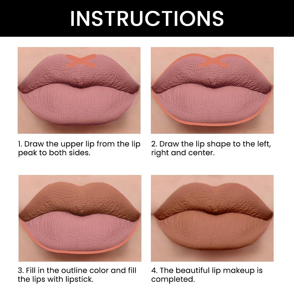 Kaely 2-in-1 Light Nude Brown Matte Lip Liner & Lipstick Combo Set Kit for Women, Magic Neutral Lipstick 24 Hours Original Lips Liner Pencil Stain Gloss Makeup Long Lasting Waterproof 37-Velvo Beauty