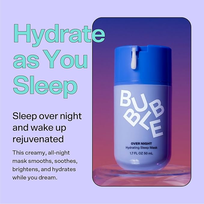 Bubble Skincare Over Night Hydrating Sleep Mask - Gentle Exfoliating Overnight Face Mask for Skin Barrier Repair - Formulated with Mandelic Acid & Sodium PCA to Hydrate, Brighten & Soothe Skin (50ml)-Velvo Beauty