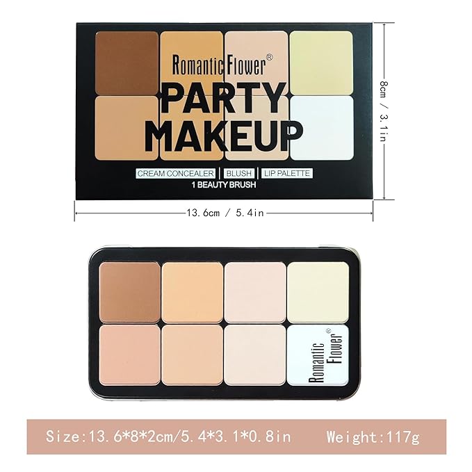16 Color Cream Makeup Palette, Blush Concealer Highlighter Contour Palette, Multi-functional Makeup Palette with 8 Brushes, Face Make Up Gift for Women Girls-Velvo Beauty
