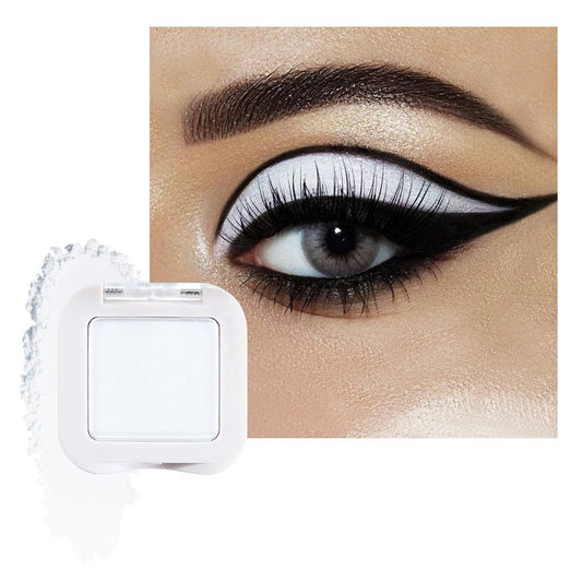 Buildable Matte Eyeshadow Makeup Palette Single - White Shades | Creamy Pressed Powder for Easy Blending | Mini Travel Palette for Women | Everyday Natural Eye Makeup-Velvo Beauty