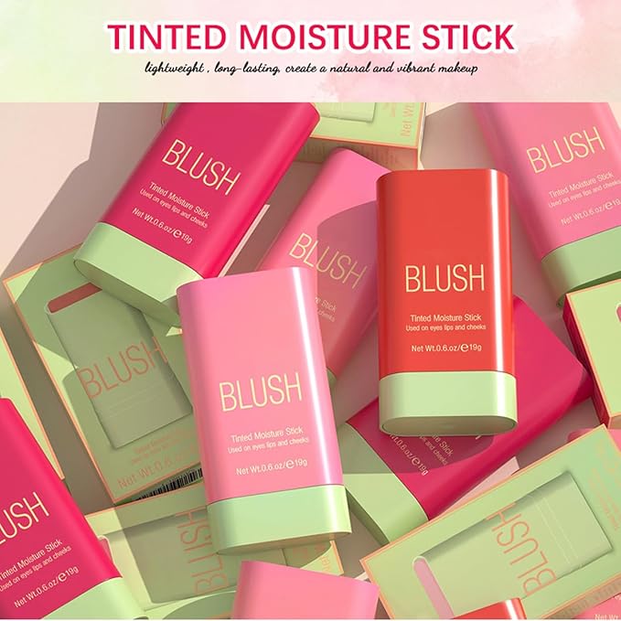 Multi-Purpose Makeup Blush Stick, 3-in-1 Beauty Tinted Solid Blush Stick For Cheeks, Lips And Eyes Waterproof Natural Cream Blush Stick With Long-Lasting Moisturizing Formula (#3Coral Orange)-Velvo Beauty