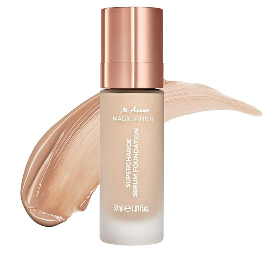 M. Asam MAGIC FINISH Supercharge Serum Foundation Warm Sand (1.01 Fl Oz) - Moisturizing Make Up & Firming Face Serum In One, Anti-aging CC Cream With Optimal Coverage & Hyaluronic Acid-Velvo Beauty