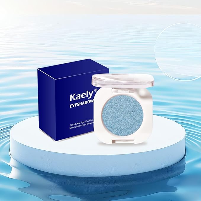 Sky Blue Single Metallic Shimmer Eyeshadow Makeup, Neutral Powde Eye Shadow for Women, Sky Blue Metallic Glitter Singles Eyeshadow Palette Pigmented Waterproof, Girls Monochrome Eyeshadows Gift-Velvo Beauty