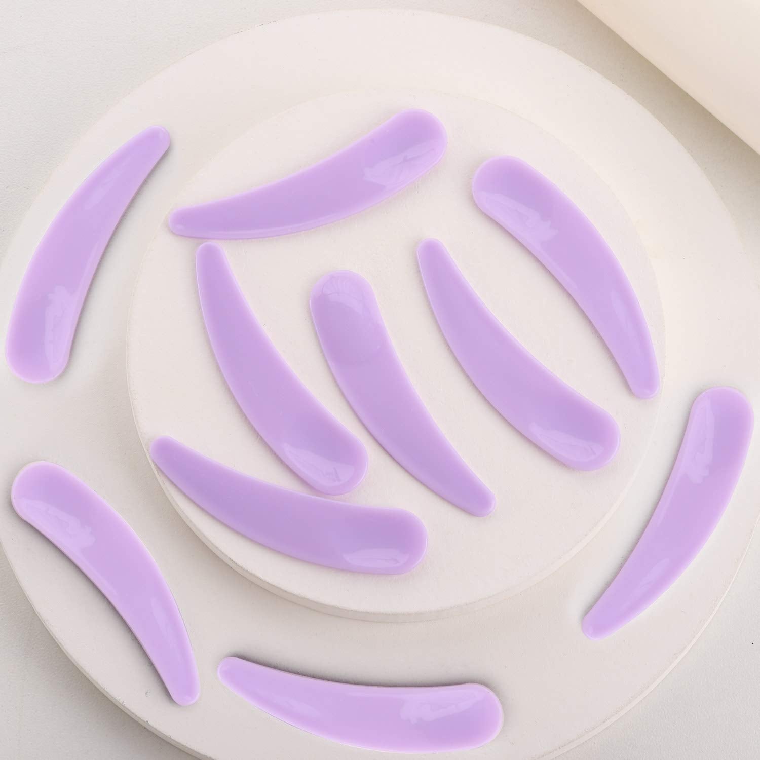 Refillable Cosmetic Sample Jars - 100 Pack 10g (0.35oz) Purple Small Travel Containers with Lids + 10 Mini Makeup Spatulas - BPA Free-Velvo Beauty