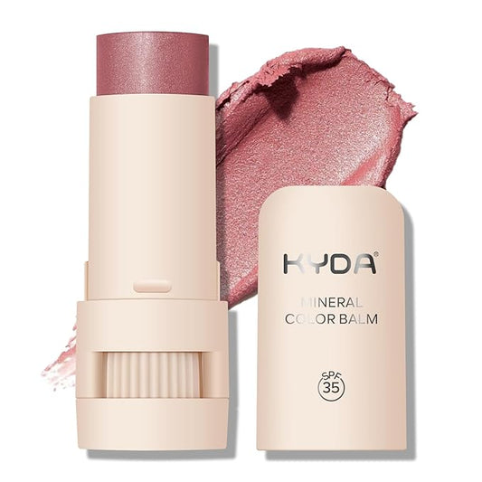 Mineral Color Balm, SPF 35 Multi Color Stick for Lips, Cheeks& Eyes, Blendable Creamy Lightweight Formula, Buildable Shimmer Finish, Multiuse Makeup Stick, Rose-Velvo Beauty