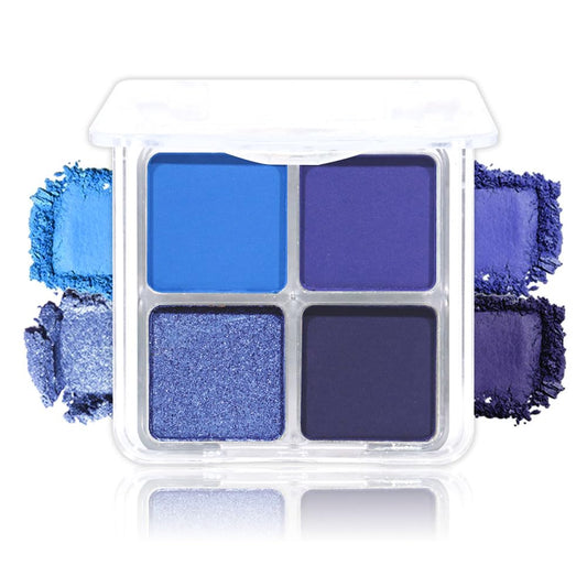 Navy Blue 4Colors Eyeshadow Makeup Palette,Royal Blue Natural Neutral Powde Eye Shadow Palettes for Older Women,Long Lasting Naturing-Looking,Lightweight,Waterproof,Eye Makeup Kit Travel Size,Vegan-Velvo Beauty