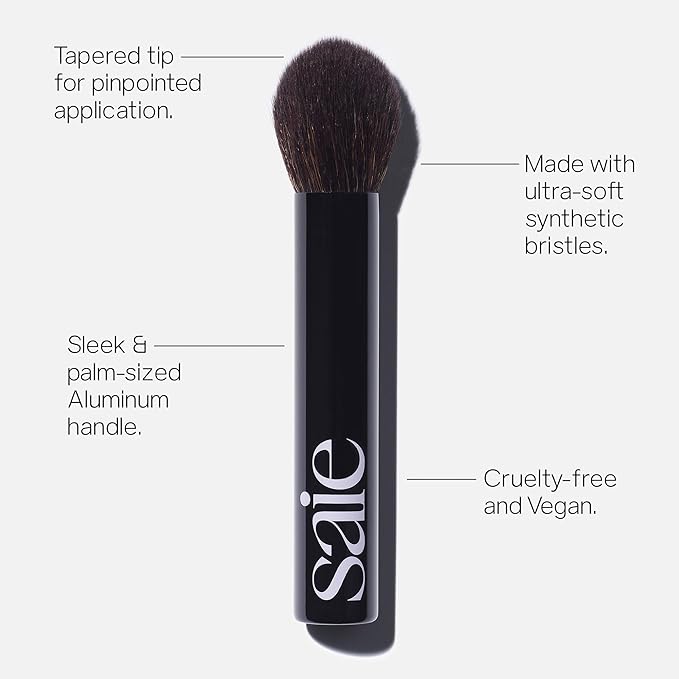 Saie The Fluffy Brush - Soft, Multi-Use Pressed + Loose Powder Brush - Fluffy Makeup Brush with Tapered Tip for Precise Application - Vegan, Cruelty-Free (1 Count)-Velvo Beauty