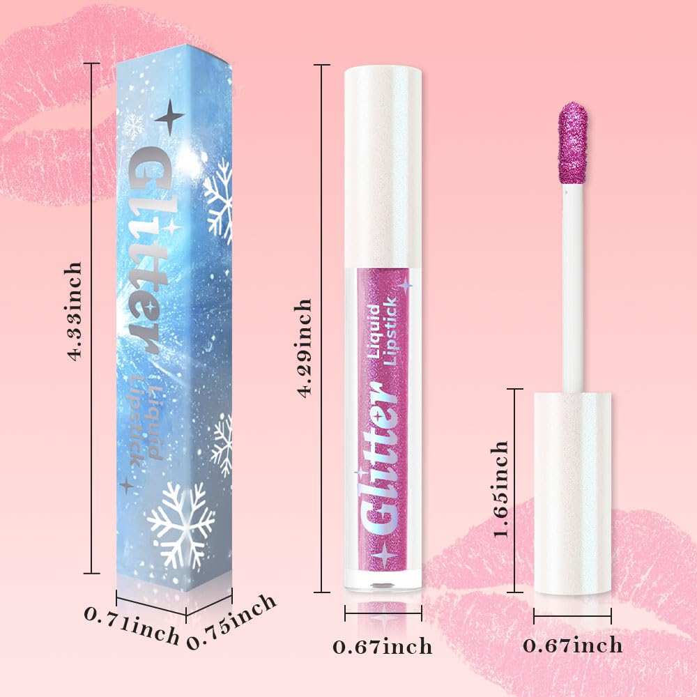 Light Purple Metallic Lipstick for Women,Lightweight Glitter Sparkling Liquid Lipsticks,Shimmer Lip Gloss Stain Long Lasting Waterproof Smudge Proof Non-Drying 24 Hour Full Coverage Lip Makeup,Vegan-Velvo Beauty