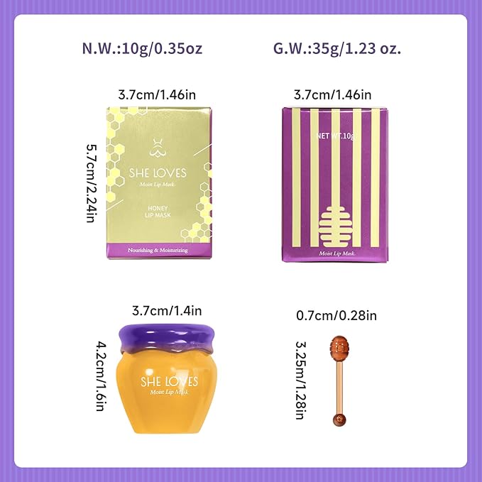 Honey Lip Mask with Stick, Day & Night Repair Deep Moisture and Fade Lip Lines, Vitamin E & Beeswax Essence Natural Lip Enhancer Care Sleeping Lip Mask (Honey for Day Use)-Velvo Beauty