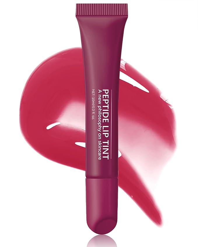 Tinted Lip Balm-1Pcs Raspberry Peptide Hydrating Lip Tint Moisturizer,Jelly Glossier Lip Treatment Balm,Non-Stick Lip Care Glow Reviver Lip Oil,Yummy Glowy Lip Gloss,Thanksgiving Makeup for Women-04-Velvo Beauty