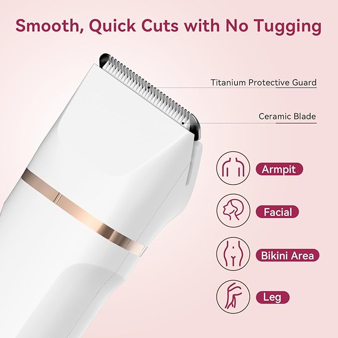 Electric Bikini Trimmer for Women - 4 in 1 Electric Razors for Women, Waterproof Pubic Hair Trimmers and Facial Hair Remover, Replaceable Shaver & Nose Hair Trimmer, Rechargeable Women's Grooming Kit-Velvo Beauty