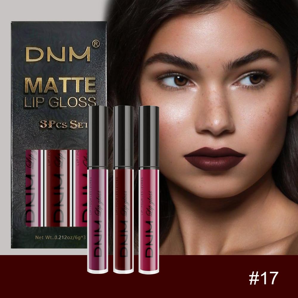 evpct 3Pcs Dark Red Purple Plum Matte Liquid Lipstick Sets for Women Matte Lip Stain Long Lasting Waterproof, Burgundy Blood Blue Red lipstick, Black Cherry Maroon Gothic 24 Hours Magic Lipsticks-Velvo Beauty