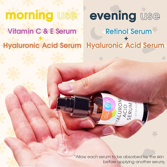 Retinol Serum for Face, Vitamin C with Hyaluronic Acid Face Serum for Women and Men, Glow Total Package Skin Care Set, Targets Appearance of Uneven Skin Tone and Dryness 3x2 oz-Velvo Beauty