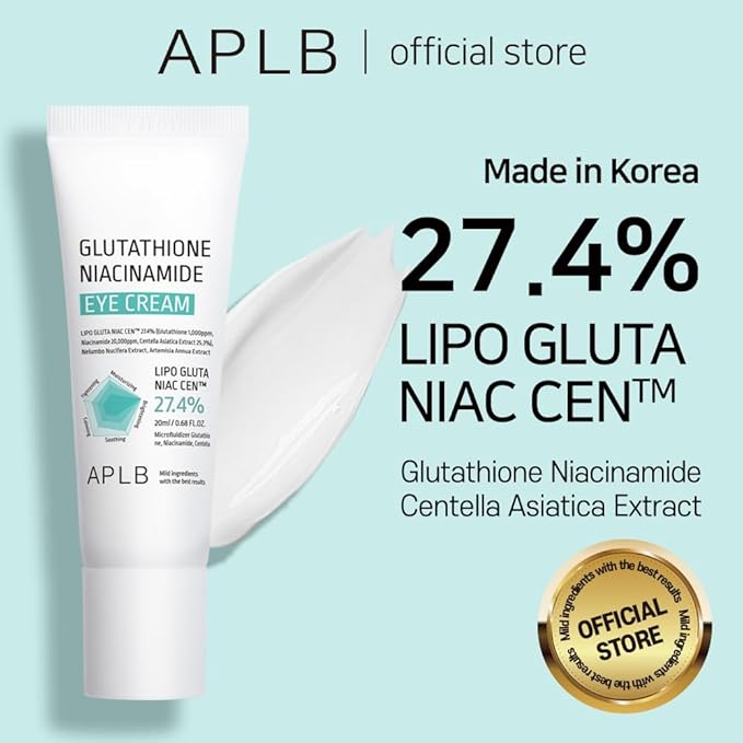 APLB Glutathione Niacinamide Eye Cream | LIPO GLUTA NIAC CEN™ 27.4% 0.68 FL.OZ/Korean Skincare, Eye cream for dark circles and puffiness, Improve elasticity & provide moisture around eye region-Velvo Beauty