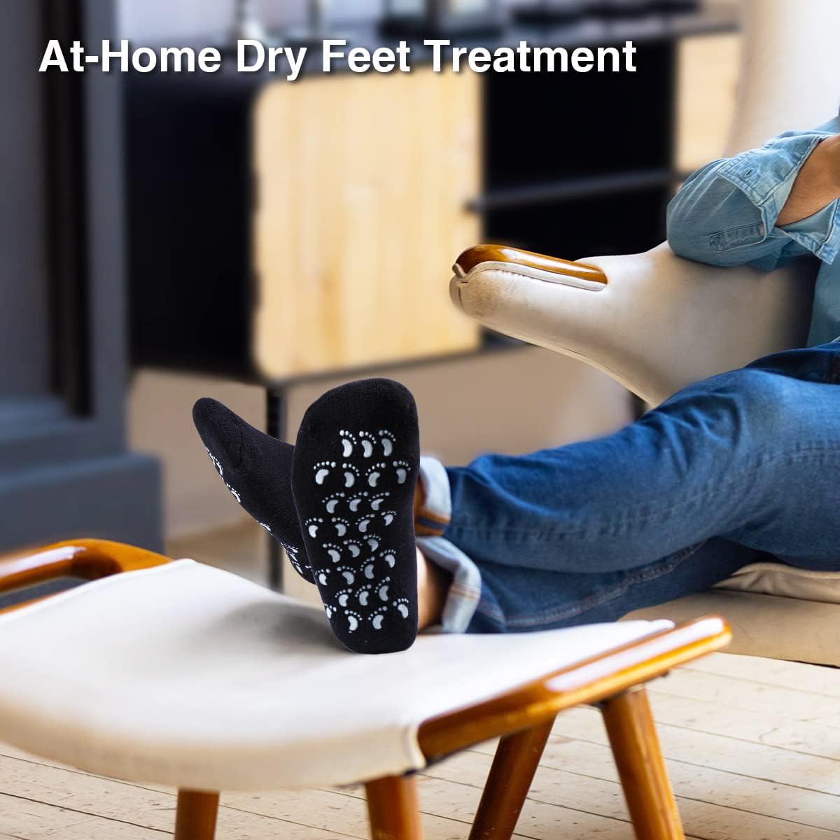 Codream Large Men's Moisturizing Gel Socks Men's Feet Care Ultimate Treatment for Dry Cracked Rough Skin on Feet Pack of 2 Pairs Black US Men 10-15-Velvo Beauty