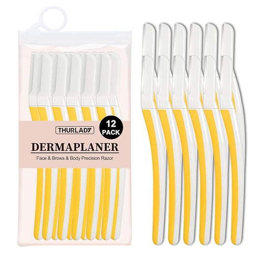 Face Razors for Women, Dermaplane Razor for Women Face, Eyebrow Razor, Dermaplaning Tool, Skin Safe Microblades, Peach Fuzz Remover (12ct, Solar Veil)-Velvo Beauty