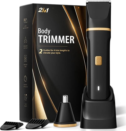 Electric Razor for Men, IPX7 Waterproof Versatile Shaver for Temple, Groin, Nose, Ear Hairs, Beard, Body Hair Trimmer for Men, Painless Grooming Kit with 2 Replaceable Ceramic Blade Heads-Velvo Beauty
