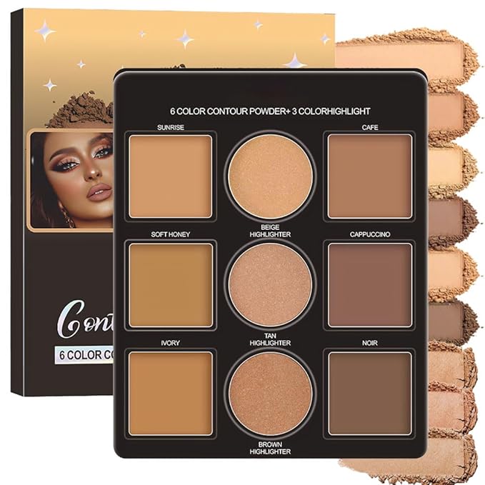 Professional Light Medium Brown Contour Highlight Palette,Multiple Full Coverage Makeup Palet for Correcting, Easy Blending, Long-lasting formula, Sculpt & Highlighting,Matte and Shimmer Finish-9A-Velvo Beauty