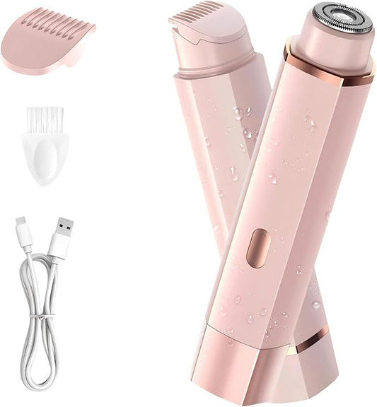 Bikini Trimmer for Women, 2 in 1 Electric Razors for Women, IPX7 Waterproof, USB Rechargeable Wet and Dry Shaver, Suitable for Hair Removal All Over The Body-Velvo Beauty