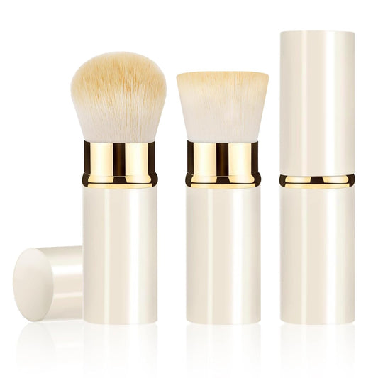 Retractable Kabuki Makeup Brush 2 Pack, Travel Powder Foundation Makeup Brush Face Blush Brushes for Blending Liquid, Blush, Bronzer, Buffing, Sunscreen,Flawless Cosmetics-Velvo Beauty