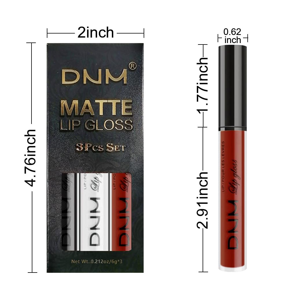 evpct 3Pcs Dark Black White Red Matte Liquid Lipstick Lip Stain Sets for Women Matte+Lipstick Long Lasting Permanent 24 hr Hours Magic Lipstick 24 Hours original Waterproof 17#-Velvo Beauty