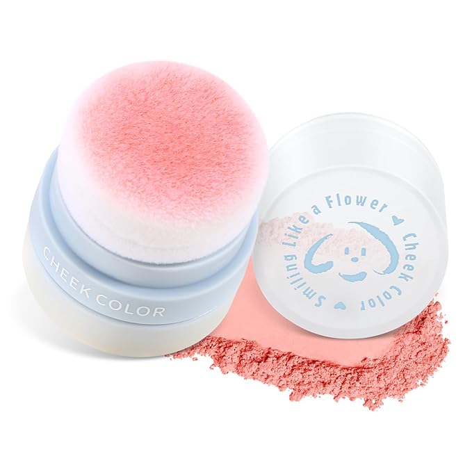 Boobeen Powder Blush for Cheeks, Air Cushion Matte Blush, Natural Highly Pigmented Blush Makeup Easy to Blend, Loose Blush Compact Long-lasting-Velvo Beauty