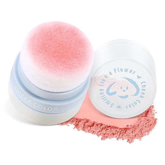 Boobeen Powder Blush for Cheeks, Air Cushion Matte Blush, Natural Highly Pigmented Blush Makeup Easy to Blend, Loose Blush Compact Long-lasting-Velvo Beauty