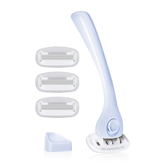 Billie Razors for Women Shave Kit – Women’s Razor + 4 x 5-Blade Razor Refills + Magnetic Holder – Cool Blue-Velvo Beauty