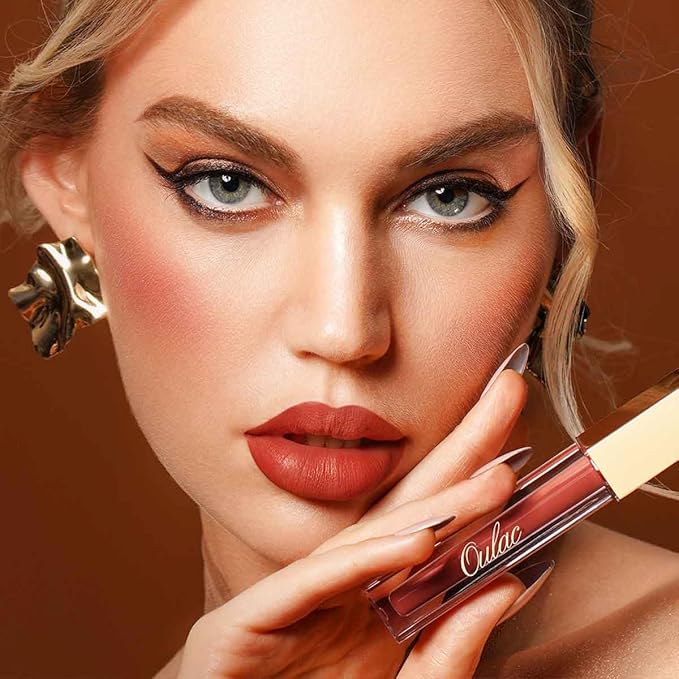 Oulac Matte Liquid Red Lipstick, Orange Tone, Long Lasting, Waterproof, No Transfer, Creamy High Pigmented Formula with Vitamin E, Vegan & Cruelty-Free-Velvo Beauty