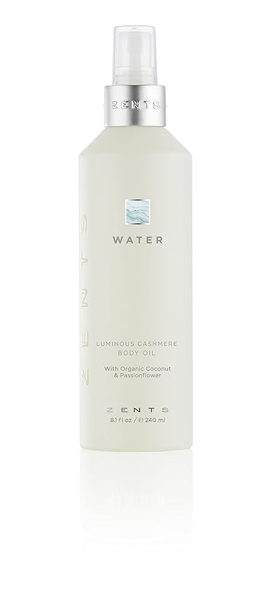 Zents Luminous Cashmere Body Oil (Water Fragrance) | Moisturizing Body Oil with Vitamin E & Organic Coconut Oil | Softens & Smooths Skin | 8 fl oz-Velvo Beauty