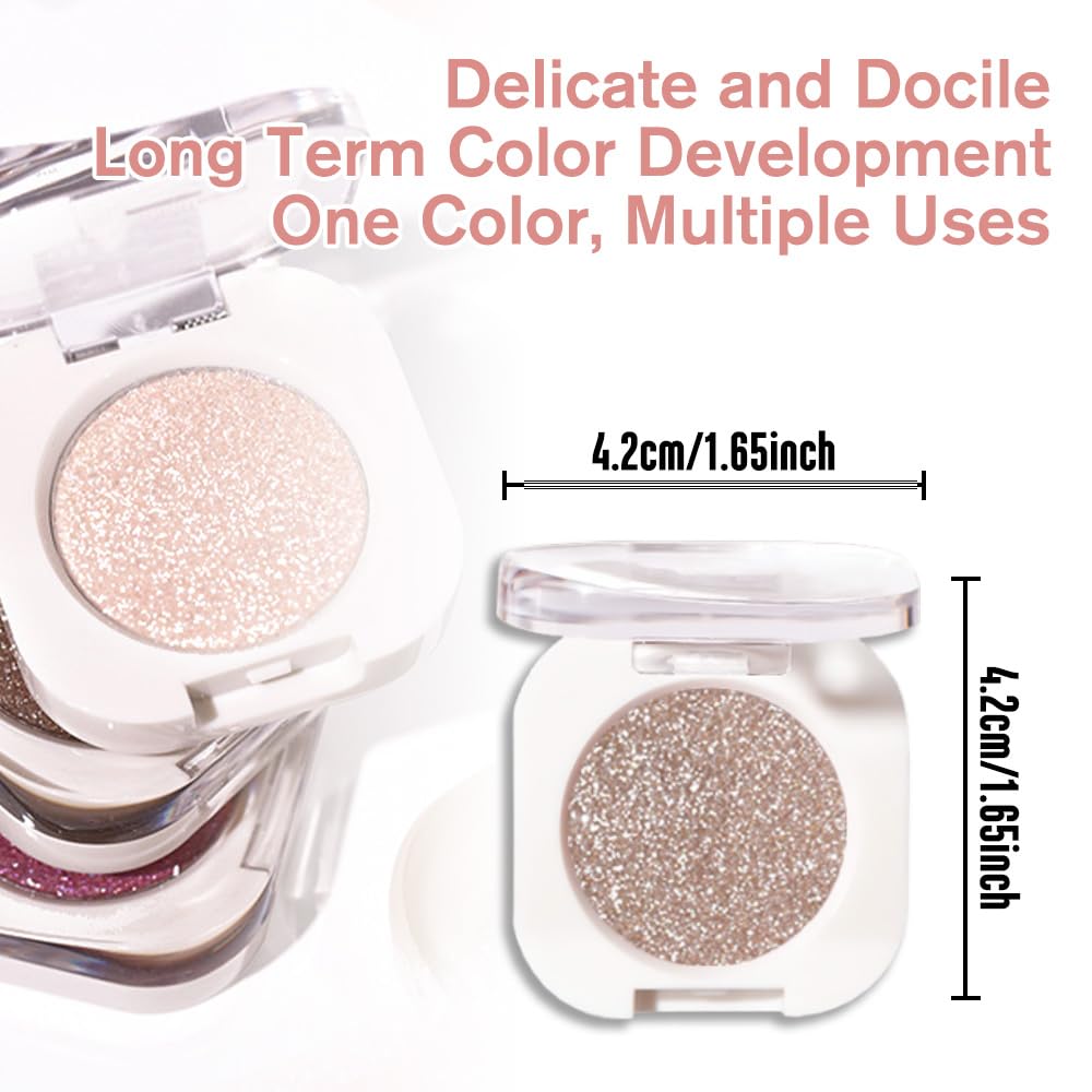 Nude Glitter Eyeshadow Palette for Women, Single Monochrome Eye Shadow Makeup, Shiny Pressed Powder, Blendable Natural sombras para ojos, Holographic,Vegan,Travel -10-Velvo Beauty