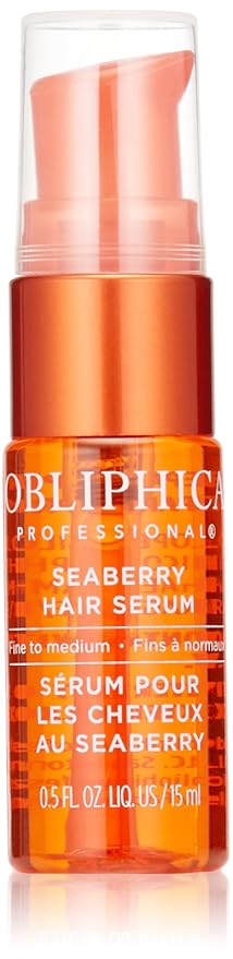 Obliphica Seaberry Leave in Hair Serum for Fine & Medium Hair - Vitamins and Omegas for Frizz Free & Nourished Hair - Hair Serum for Dry Hair and Growth - 0.5 Fl Oz-Velvo Beauty