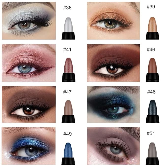 Kaely 8Pcs Cream Eye Shadow Brightener Sticks Set for Eyes,Shimmer Matte Pencil Eyeshadow Applicator Stick Palette,Halloween Makeup Waterproof,Birthday Party gifts for Women kids Girls 07